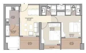 3 BHK + 2T Floor Plan